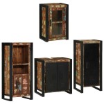 vidaXL Set de mobilier pentru baie cu ușă 4 pcs Lemn recuperat solid