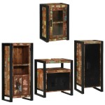 vidaXL Set de mobilier pentru baie cu ușă 4 pcs Lemn recuperat solid