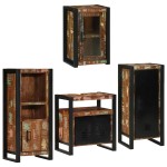 vidaXL Set de mobilier pentru baie cu ușă 4 pcs Lemn recuperat solid