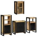 vidaXL Set de mobilier pentru baie 4 pcs Maro Lemn de mango solid