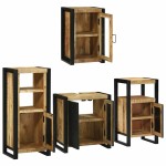 vidaXL Set de mobilier pentru baie 4 pcs Maro Lemn de mango solid