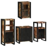 vidaXL Set de mobilier pentru baie cu ușă 4 pcs Lemn recuperat solid