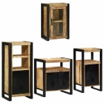 vidaXL Set de mobilier pentru baie 4 pcs Maro Lemn de mango solid