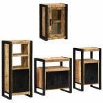 vidaXL Set de mobilier pentru baie 4 pcs Maro Lemn de mango solid
