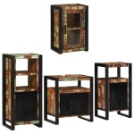 vidaXL Set de mobilier pentru baie cu ușă 4 pcs Lemn recuperat solid