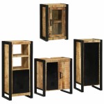 vidaXL Set de mobilier pentru baie 4 pcs Maro Lemn de mango solid