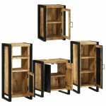 vidaXL Set de mobilier pentru baie 4 pcs Maro Lemn de mango solid