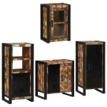 vidaXL Set de mobilier pentru baie cu ușă 4 pcs Lemn recuperat solid