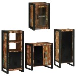 vidaXL Set de mobilier pentru baie cu ușă 4 pcs Lemn recuperat solid