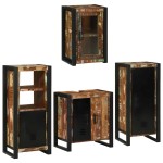 vidaXL Set de mobilier pentru baie cu ușă 4 pcs Lemn recuperat solid