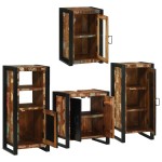 vidaXL Set de mobilier pentru baie cu ușă 4 pcs Lemn recuperat solid