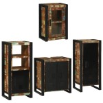vidaXL Set de mobilier pentru baie cu ușă 4 pcs Lemn recuperat solid