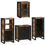 vidaXL Set de mobilier pentru baie cu ușă 4 pcs Lemn recuperat solid