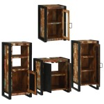 vidaXL Set de mobilier pentru baie cu ușă 4 pcs Lemn recuperat solid