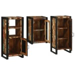 vidaXL Set de mobilier pentru baie cu ușă 3 pcs Lemn recuperat solid
