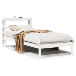 vidaXL Cadru de pat fără saltea, alb, 75x190 cm, lemn masiv de pin