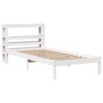 vidaXL Cadru de pat fără saltea, alb, 75x190 cm, lemn masiv de pin