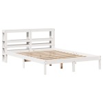 vidaXL Cadru de pat fără saltea, alb, 140x190 cm, lemn masiv de pin