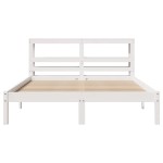 vidaXL Cadru de pat fără saltea, alb, 140x190 cm, lemn masiv de pin