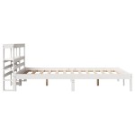vidaXL Cadru de pat fără saltea, alb, 140x190 cm, lemn masiv de pin