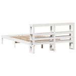 vidaXL Cadru de pat fără saltea, alb, 140x190 cm, lemn masiv de pin