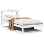 vidaXL Cadru de pat fără saltea, alb, 90x200 cm, lemn masiv pin