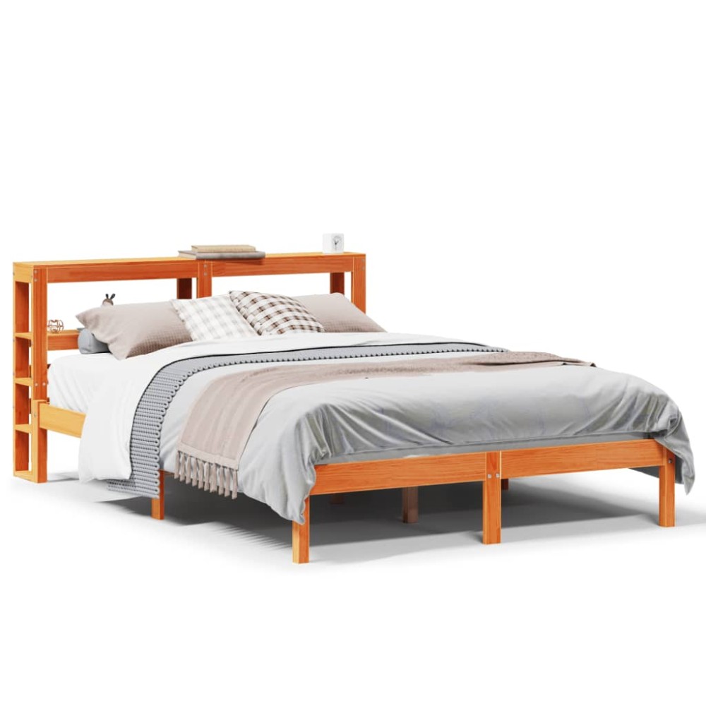 vidaXL Cadru de pat cu tăblie, maro ceruit, 120x190 cm, lemn masiv pin