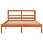vidaXL Cadru de pat cu tăblie, maro ceruit, 120x190 cm, lemn masiv pin vidaXL Cadru de pat cu tăblie, maro ceruit, 120x190 cm, lemn masiv pin