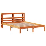 vidaXL Cadru de pat cu tăblie, maro ceruit, 140x190 cm, lemn masiv pin vidaXL Cadru de pat cu tăblie, maro ceruit, 140x190 cm, lemn masiv pin
