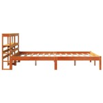vidaXL Cadru de pat cu tăblie, maro ceruit, 140x190 cm, lemn masiv pin vidaXL Cadru de pat cu tăblie, maro ceruit, 140x190 cm, lemn masiv pin