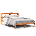 vidaXL Cadru de pat cu tăblie, maro ceruit, 160x200 cm, lemn masiv pin vidaXL Cadru de pat cu tăblie, maro ceruit, 160x200 cm, lemn masiv pin