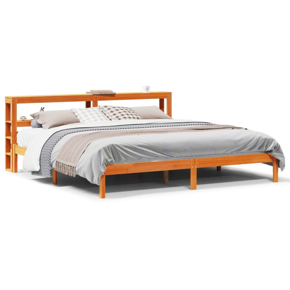 vidaXL Cadru de pat cu tăblie, maro ceruit, 180x200 cm, lemn masiv pin