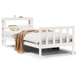 vidaXL Cadru de pat fără saltea, alb, 75x190 cm, lemn masiv de pin