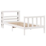 vidaXL Cadru de pat fără saltea, alb, 75x190 cm, lemn masiv de pin