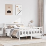 vidaXL Cadru de pat fără saltea, alb, 120x190 cm, lemn masiv pin vidaXL Cadru de pat fără saltea, alb, 120x190 cm, lemn masiv pin