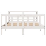 vidaXL Cadru de pat fără saltea, alb, 120x190 cm, lemn masiv pin vidaXL Cadru de pat fără saltea, alb, 120x190 cm, lemn masiv pin