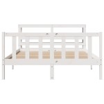 vidaXL Cadru de pat fără saltea, alb, 140x190 cm, lemn masiv de pin