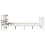 vidaXL Cadru de pat fără saltea, alb, 140x190 cm, lemn masiv de pin