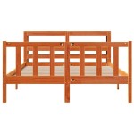 vidaXL Cadru de pat cu tăblie, maro ceruit, 135x190 cm, lemn masiv pin vidaXL Cadru de pat cu tăblie, maro ceruit, 135x190 cm, lemn masiv pin
