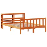 vidaXL Cadru de pat cu tăblie, maro ceruit, 140x190 cm, lemn masiv pin vidaXL Cadru de pat cu tăblie, maro ceruit, 140x190 cm, lemn masiv pin