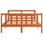 vidaXL Cadru de pat cu tăblie, maro ceruit, 140x190 cm, lemn masiv pin vidaXL Cadru de pat cu tăblie, maro ceruit, 140x190 cm, lemn masiv pin