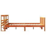vidaXL Cadru de pat cu tăblie, maro ceruit, 140x190 cm, lemn masiv pin vidaXL Cadru de pat cu tăblie, maro ceruit, 140x190 cm, lemn masiv pin