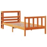 vidaXL Cadru de pat cu tăblie, maro ceruit, 90x200 cm, lemn masiv pin