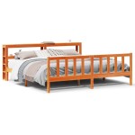 vidaXL Cadru de pat cu tăblie, maro ceruit, 180x200 cm, lemn masiv pin vidaXL Cadru de pat cu tăblie, maro ceruit, 180x200 cm, lemn masiv pin