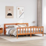 vidaXL Cadru de pat cu tăblie, maro ceruit, 180x200 cm, lemn masiv pin vidaXL Cadru de pat cu tăblie, maro ceruit, 180x200 cm, lemn masiv pin
