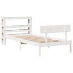 vidaXL Cadru de pat fără saltea, alb, 75x190 cm, lemn masiv de pin