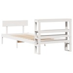 vidaXL Cadru de pat fără saltea, alb, 75x190 cm, lemn masiv de pin
