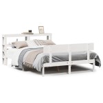 vidaXL Cadru de pat fără saltea, alb, 120x190 cm, lemn masiv pin