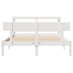 vidaXL Cadru de pat fără saltea, alb, 135x190 cm, lemn masiv de pin