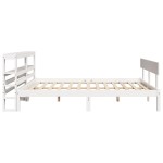 vidaXL Cadru de pat fără saltea, alb, 135x190 cm, lemn masiv de pin